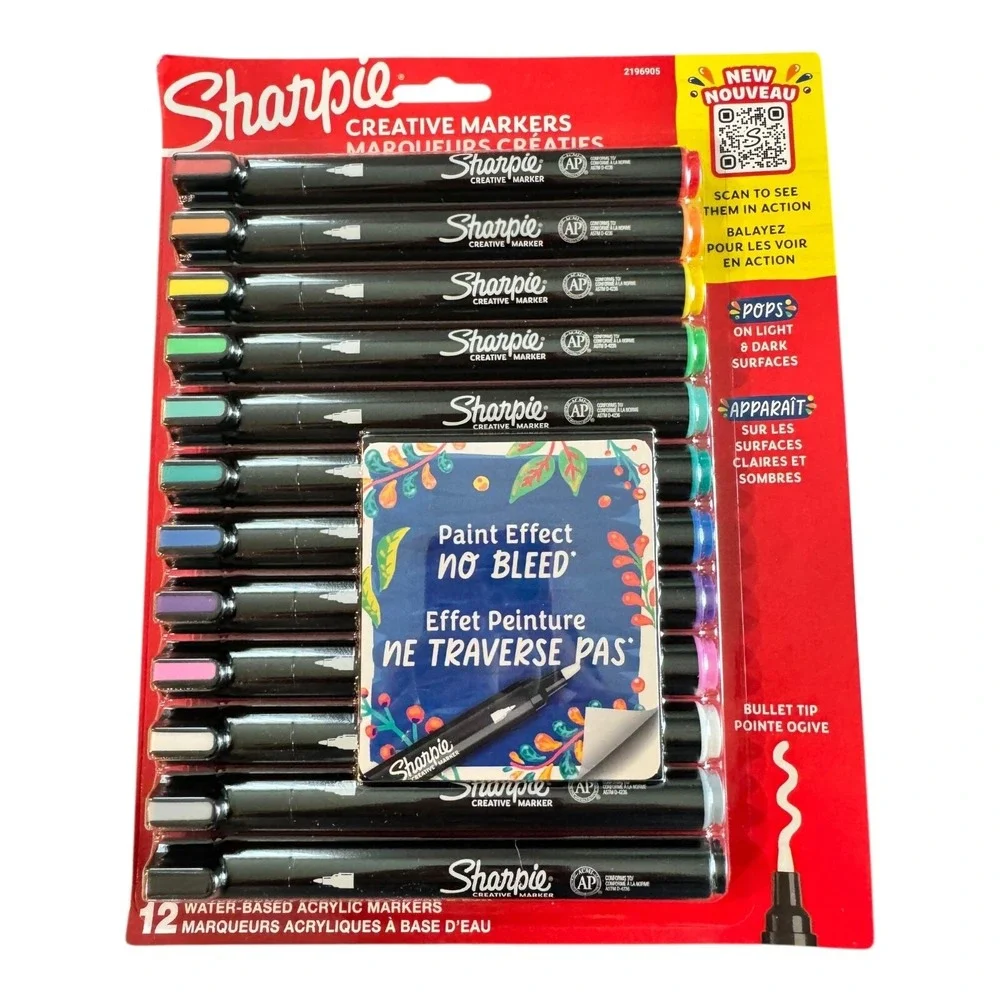 Sharpie- Water-Based, Acrylic Creative Markers Bullet Tip- 12‎ CT NEW